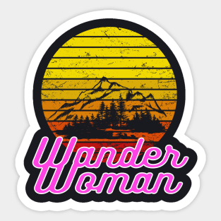 Wander Woman retro Hiking Gifts Sticker